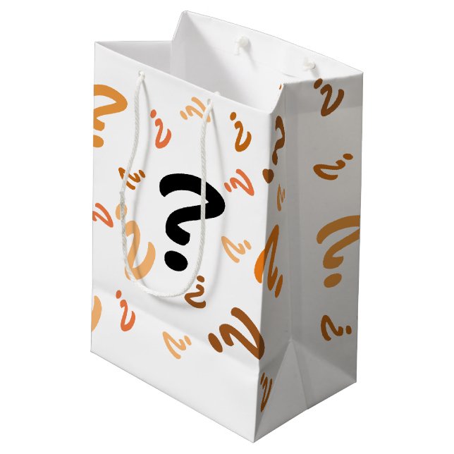 Gift Bag - Orange Question Marks (Back Angled)