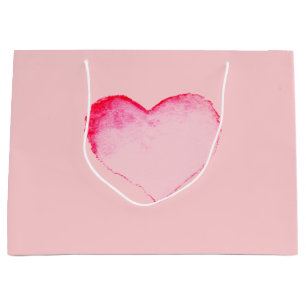 Gift Bag PINK WATERCOLOR HEART