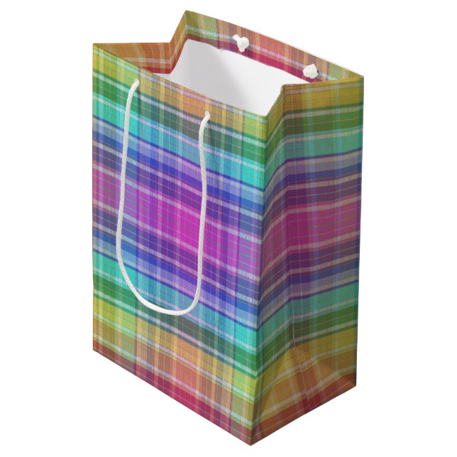 Gift Bag - Rainbow Madras (Front Angled)