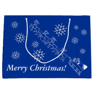 Gift Bag - Santa and Sleigh in Snow (lrg)