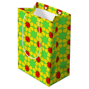 Gift Bag - Stylised Daisies on Green