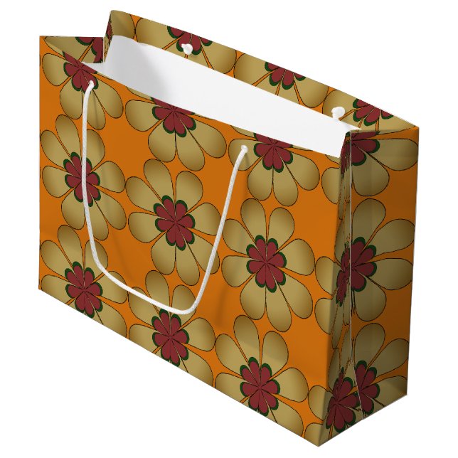 Gift Bag - Stylised Daisies on Orange (Front Angled)