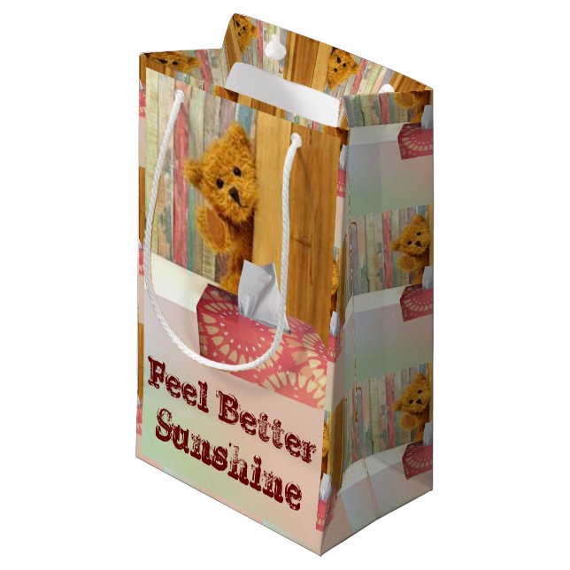 Gift Bag Teddy Bear Feel Better Sunshine (Front Angled)