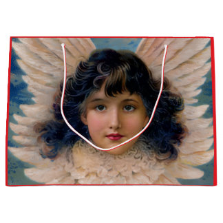 GIFT BAG VINTAGE ANGELS IN REDS AND BLUES