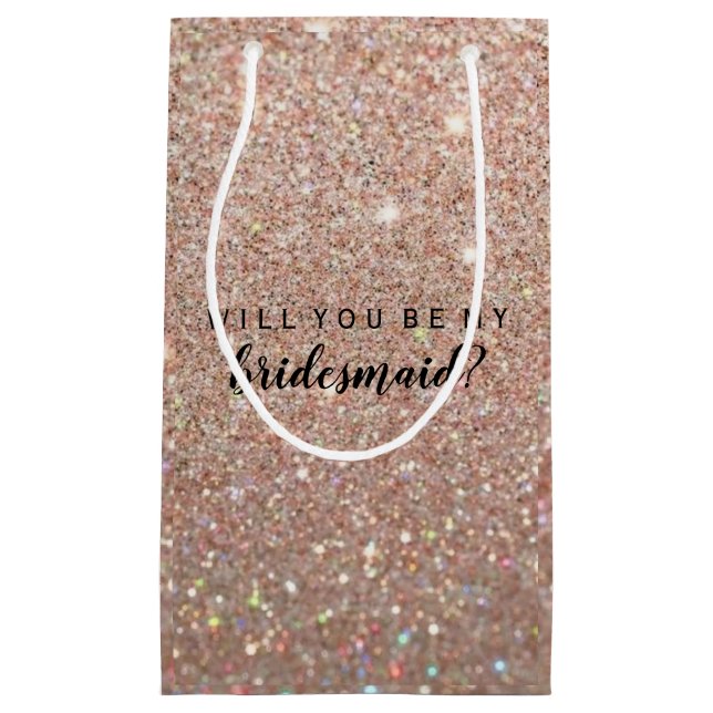 Gift Bag Will you be my bridesmaid Rose Gold Glit (Front)