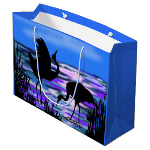 Gift Bag with Cranes Bird At Sunset Lake