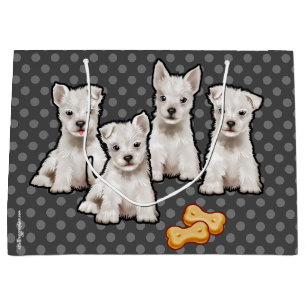Gift bag with cute puppies polka dot design