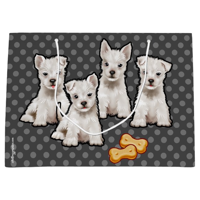 Gift bag with cute puppies polka dot design (Front)