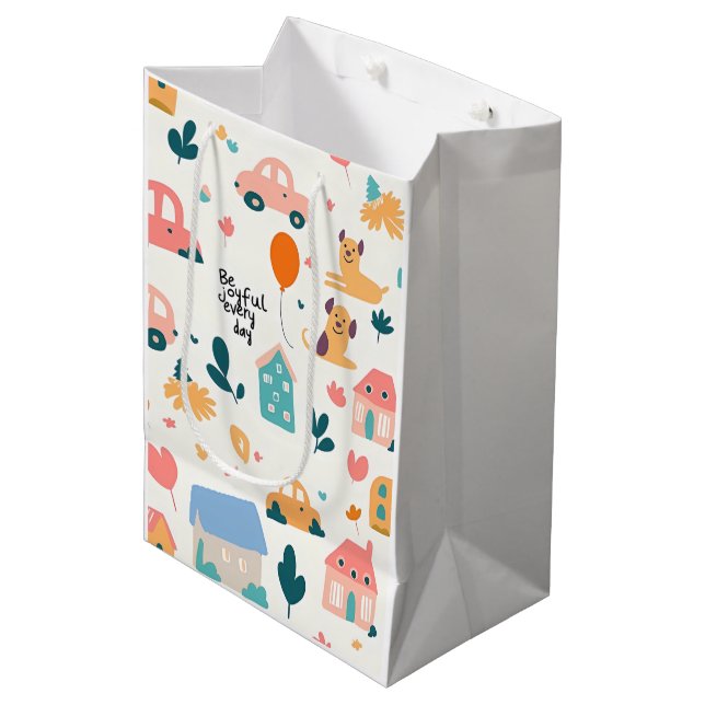 Gift Bag with simple colourful patterns  (Front Angled)