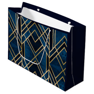 Gift Bags - Art Deco Blue & Gold Mirrored