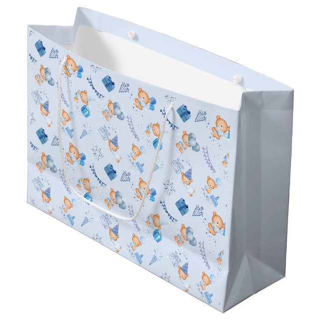 gift bags baby shower light blue (Front Angled)