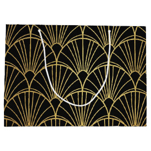 Gift Bags Gold Geometric and Art Deco Patterned