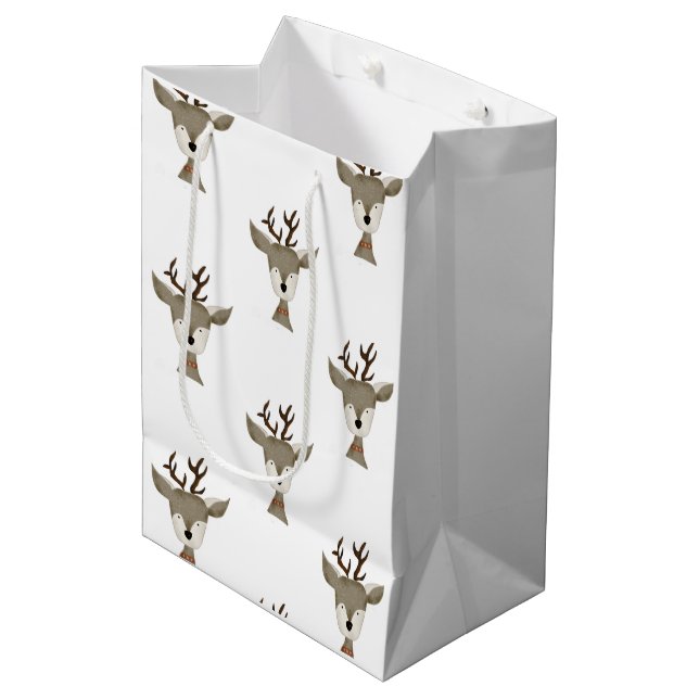 Gift Bags | Watercolor | Antique Reindeer Pattern (Front Angled)