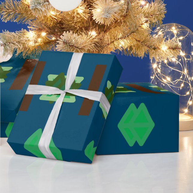 GIFT _BEAUTIFUL_KELLY_GREEN_OCEAN_BLUE_BROWN WRAPPING PAPER (Holidays)