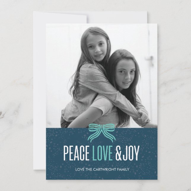 Gift Blue Holiday Photo Card (Front)