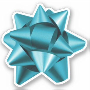Gift Bow Sticker Various Sizes Teal