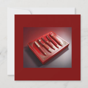 Gift Box And Five Unique Ballpoint Pens