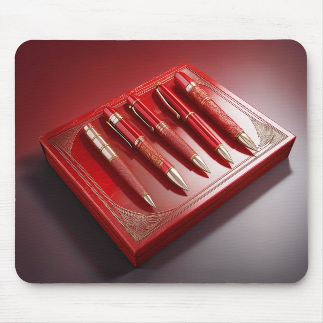 Gift Box And Five Unique Ballpoint Pens Mouse Mat (Front)