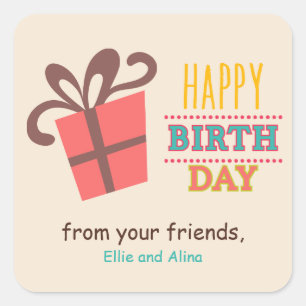 Gift box Birthday Party Square Sticker