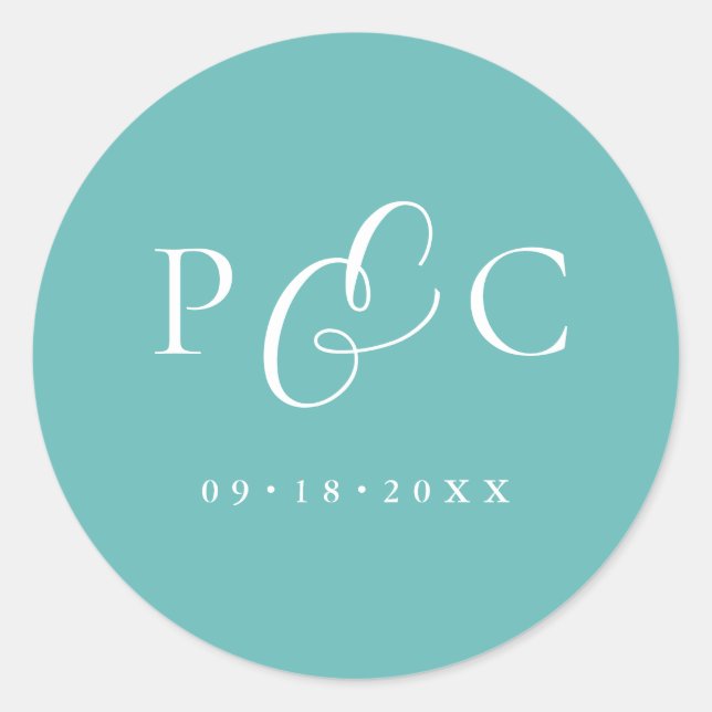 Gift Box Blue Wedding Calligraphy Envelope Sticker (Front)