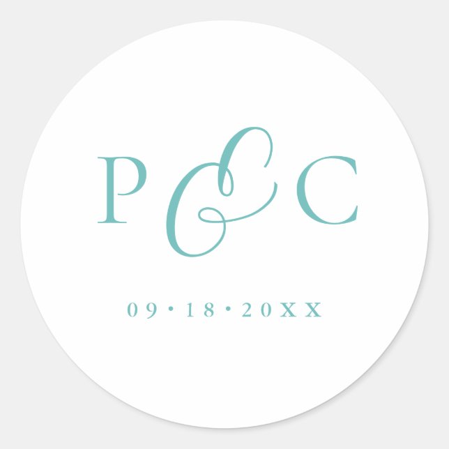 Gift Box Blue Wedding Calligraphy Envelope Sticker (Front)