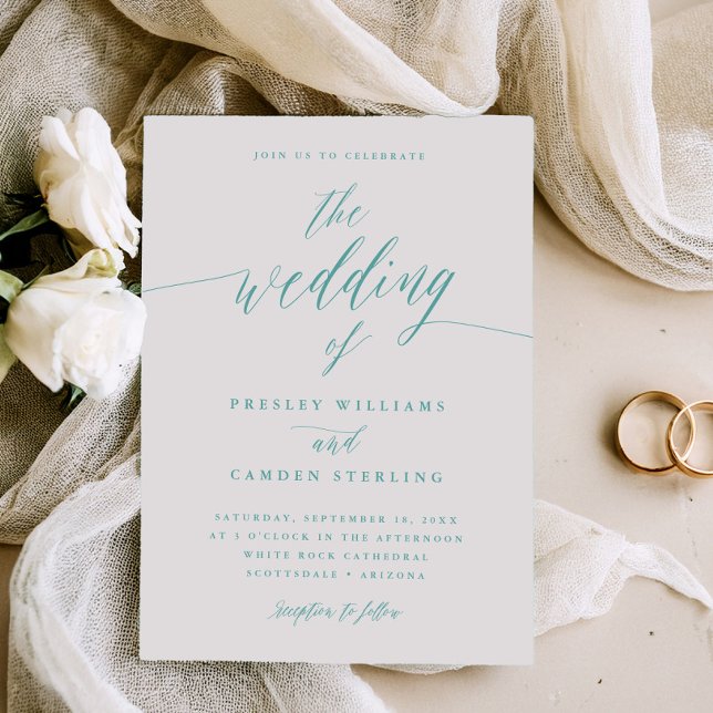 Gift Box Blue Wedding Calligraphy Invitation  (Creator Uploaded)