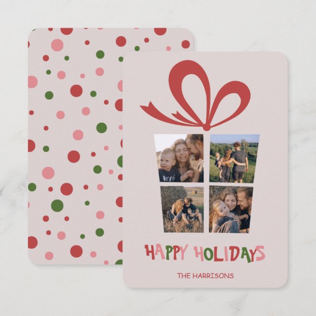 Gift Box Custom Photo Collage Holiday card (Front/Back)