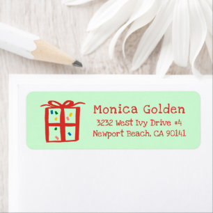 Gift Box Doodle CHRISTMAS Holiday Return Address