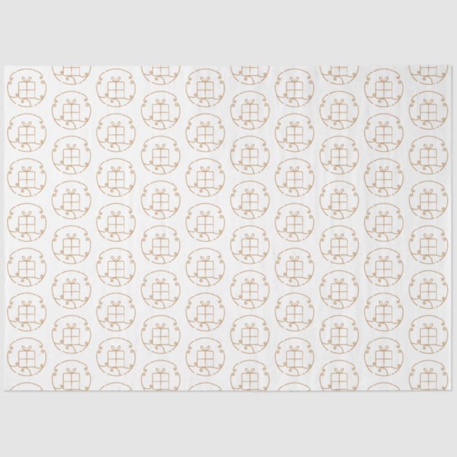 Gift Box Gold Illustration Tissue Paper (Front)