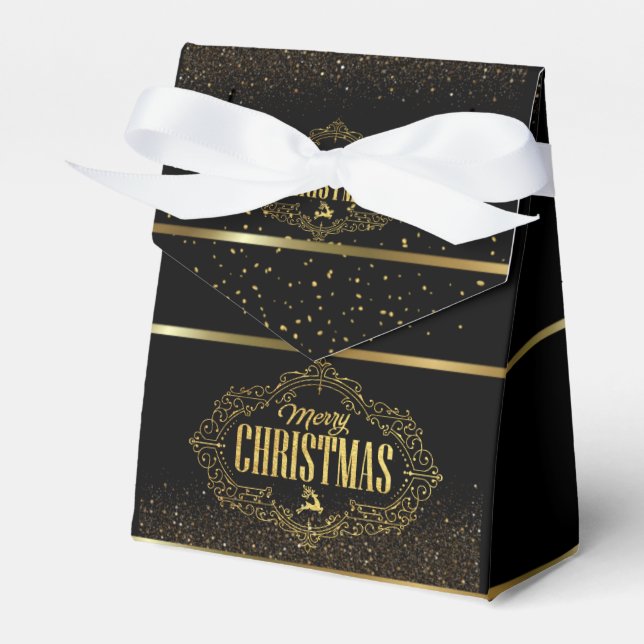 Gift Box with Black Christmas with Gold (Front Side)