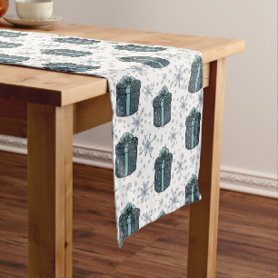 Gift Boxes and Snowflakes  Short Table Runner