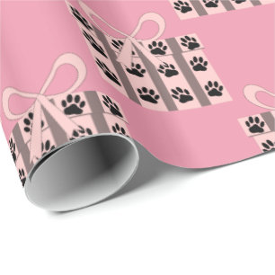 Gift Boxes With Dog Paws Pink Version Wrapping Paper