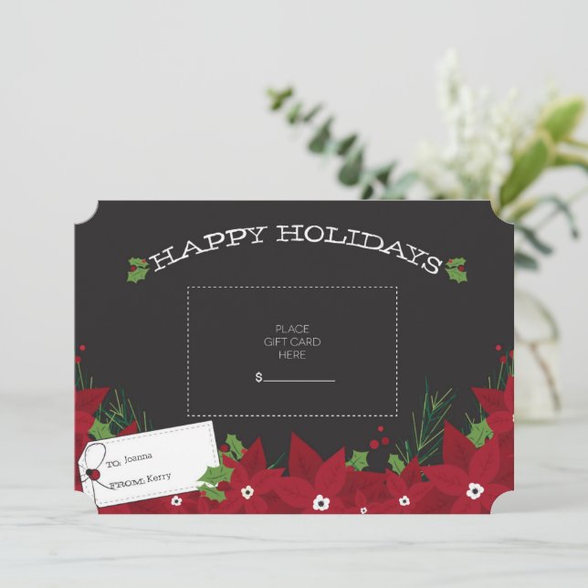 Gift Card Holder | Christmas Poinsettia (Standing Front)