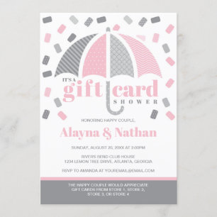 Gift Card Shower Invitation in Pink and Grey
