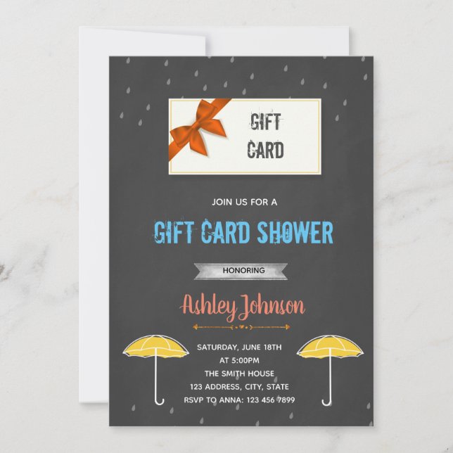 Gift card shower party invitation (Front)