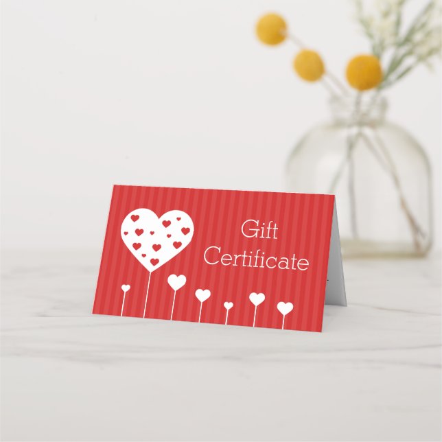 Gift Card Valentine's Day Lovely Red White Hearts (Front)