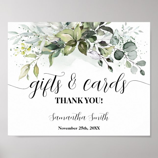 Gift & Cards Greenery Eucalyptus Baby Shower Sign (Front)