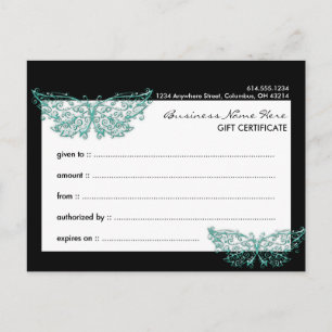 Gift Certificate 2 : Beautiful Turquoise Butterfly Postcard