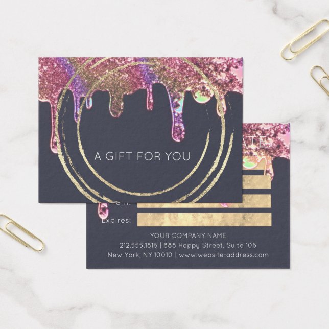 Gift Certificate Beauty Hair Makeup Gold Drips (Office)