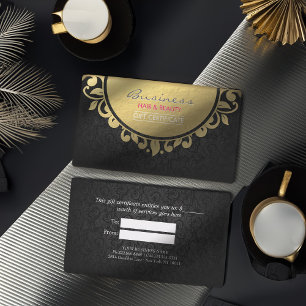 Gift Certificate Black & Gold Foil Floral Framed