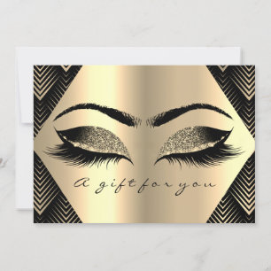 Gift Certificate Black Gold Lashes Makeup Art Deco