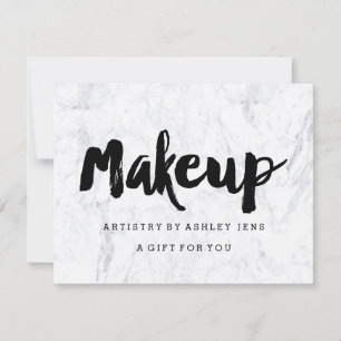 Gift certificate black makeup script white marble