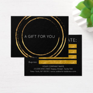 Gift Certificate Black White Gold Geometric 