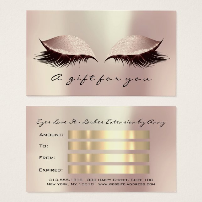 Gift Certificate Blush Lashes Extension Makeup (Front & Back)