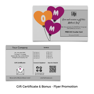 Gift Certificate & Bonus Mother's Day Promotion Flyer