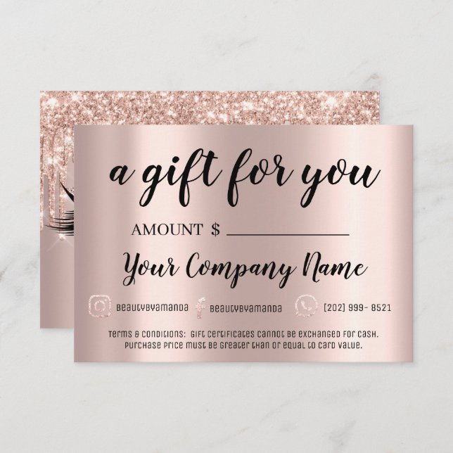 Gift Certificate Brows Lash Extension Rose Blush (Front/Back)