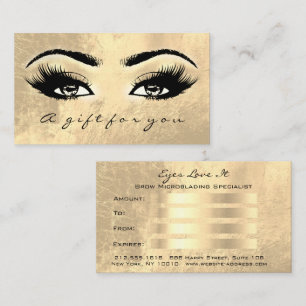 Gift Certificate Brows Makeup Gold Lashes Beauty