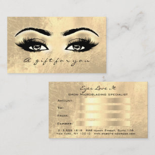 Gift Certificate Brows Makeup Gold Lashes Makeup