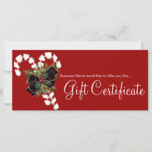 Gift Certificate Candy Canes & Dark Red Bow