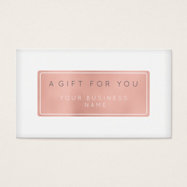 Gift Certificate Card Customized Pink Rose Gold (Front)